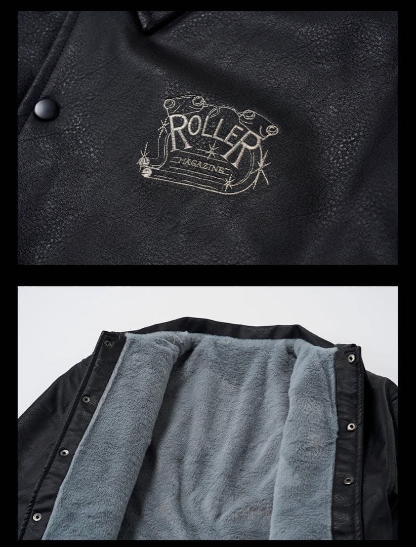 ジャケット・アウター ROLLER FAKE LEATHER COACH JACKET XL