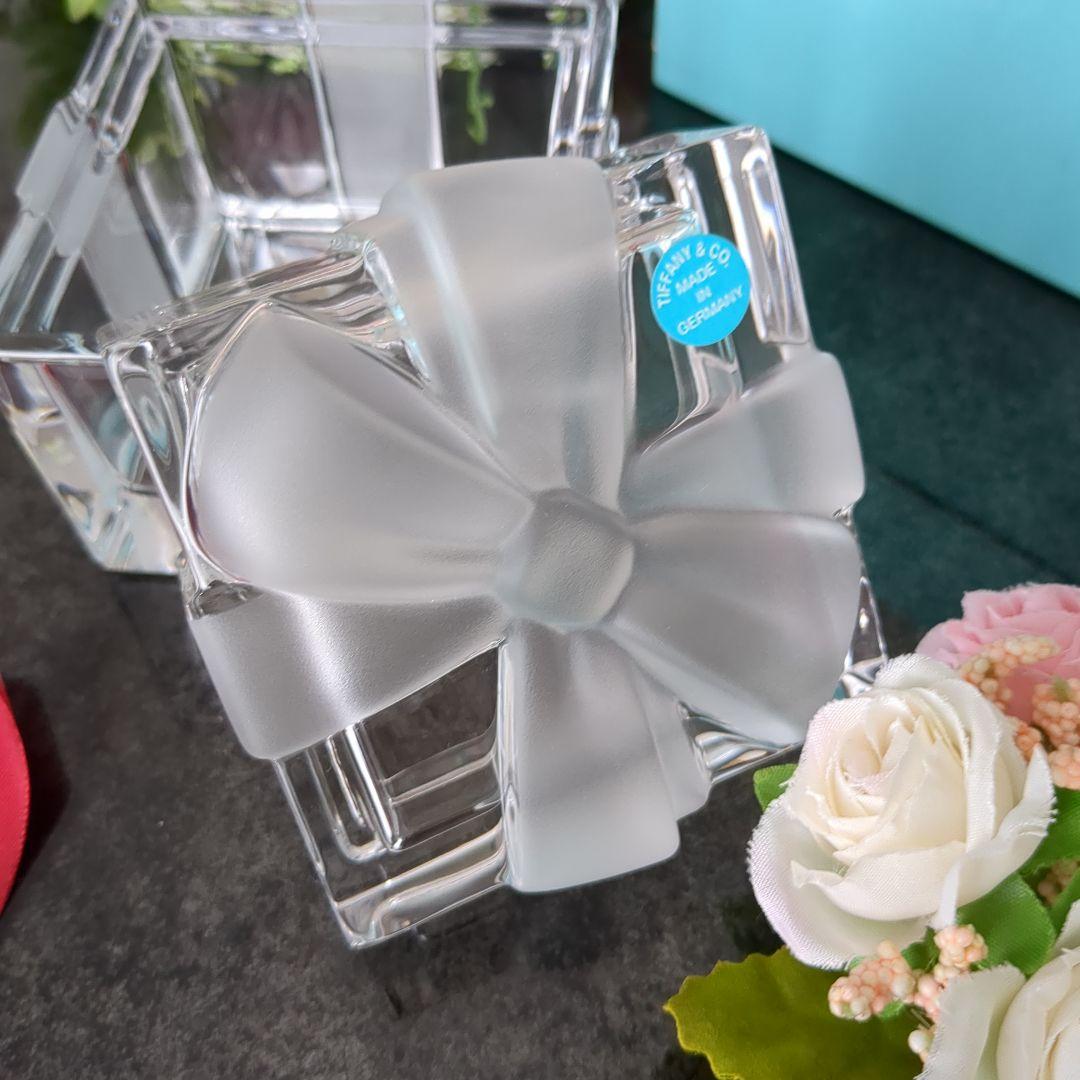 ティファニークリスタルボックス　ティファニーリボンボックス　小物入れ