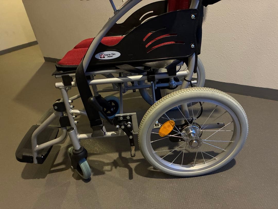 ケアテックジャパン 介助式 アルミ製 車椅子 CA-21SU (レッド)