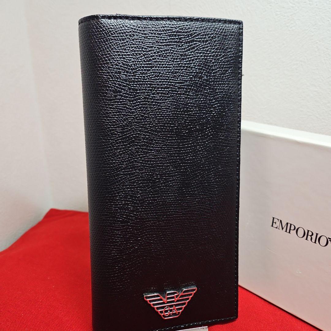 【未使用級】EMPORIO ARMANI 長財布 レザー BLACK