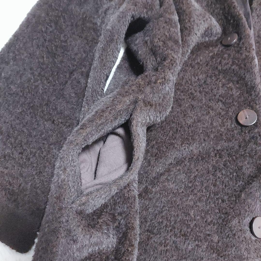 Jurgen Lehl アルパカ混 シャギーコート ロング丈 ブラウン