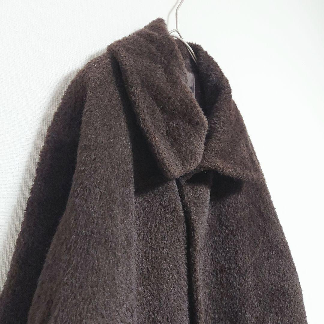 Jurgen Lehl アルパカ混 シャギーコート ロング丈 ブラウン