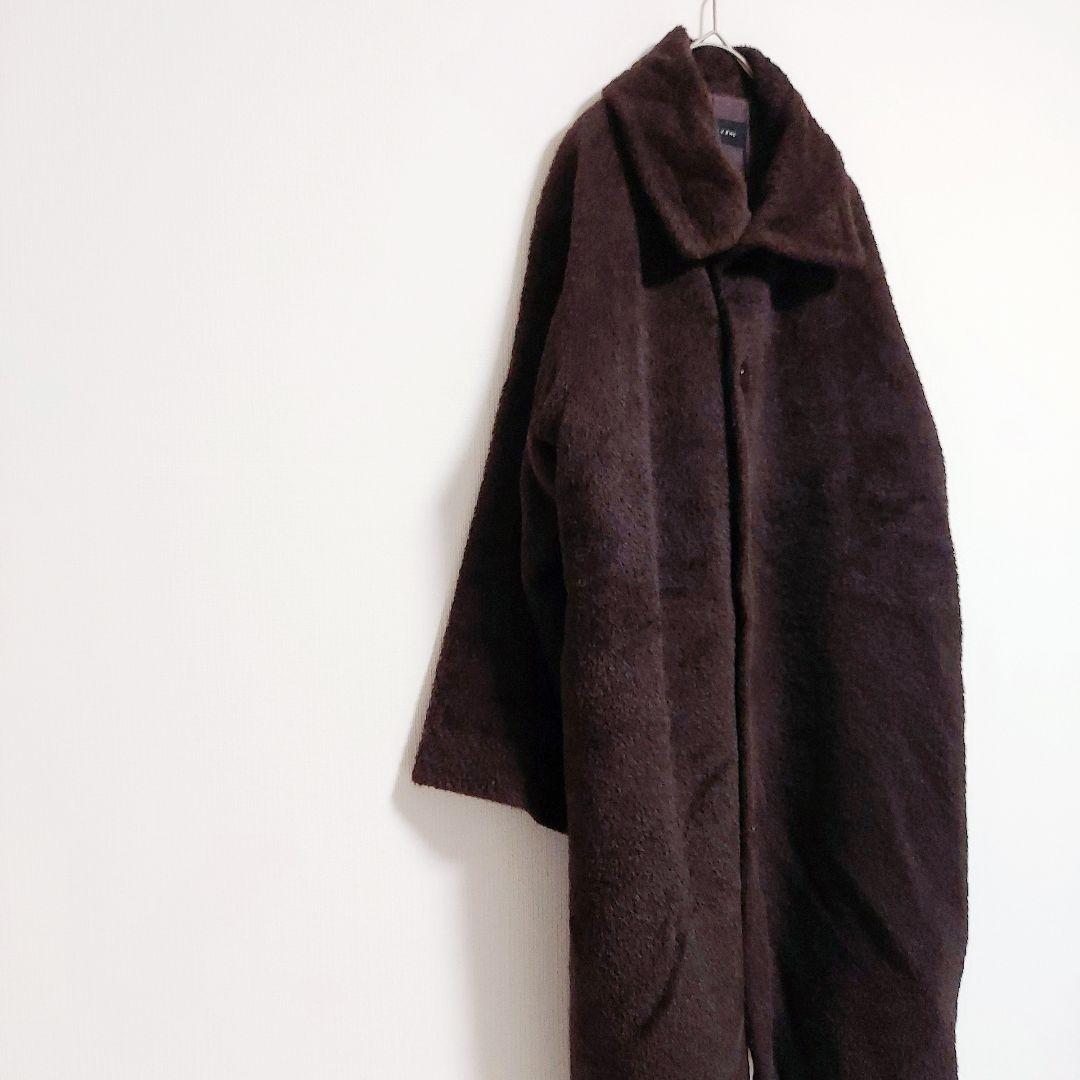 Jurgen Lehl アルパカ混 シャギーコート ロング丈 ブラウン