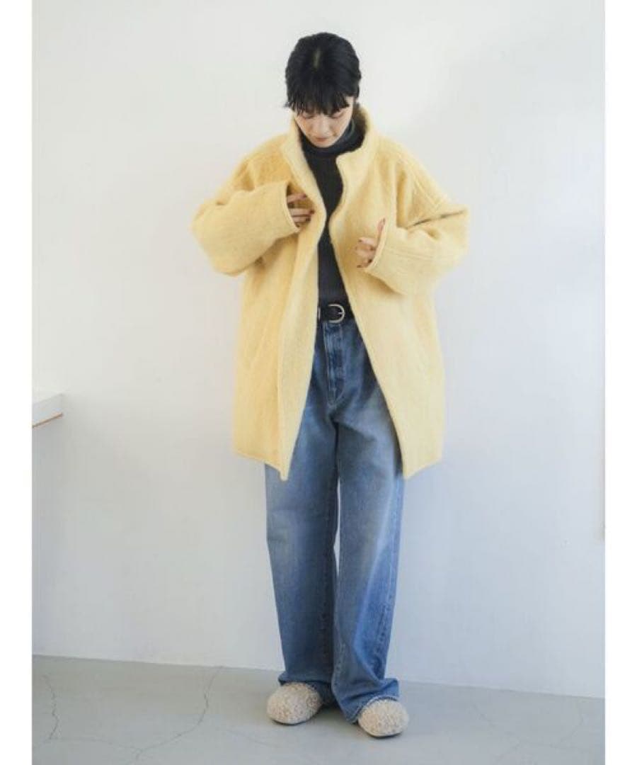 Ungrid アルパカ混ミドル丈スタンドカラーコート