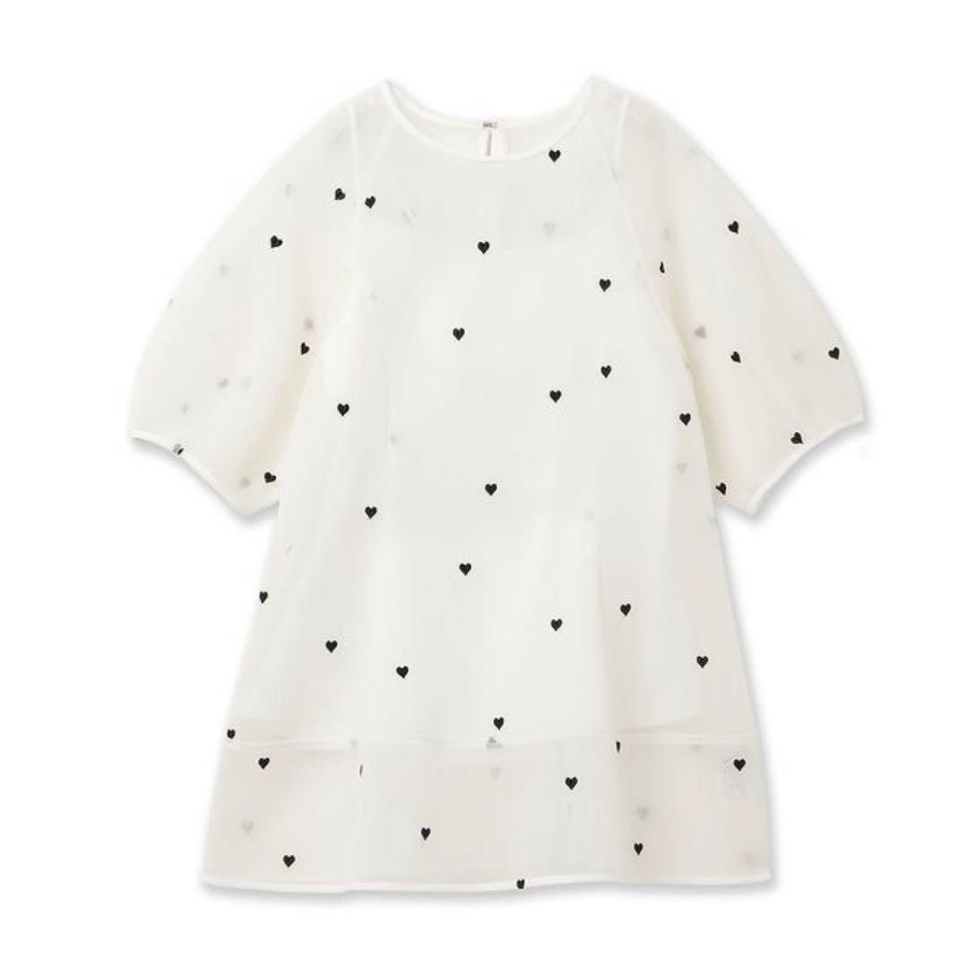 Audie a muses ハート刺繍メッシュブラウス