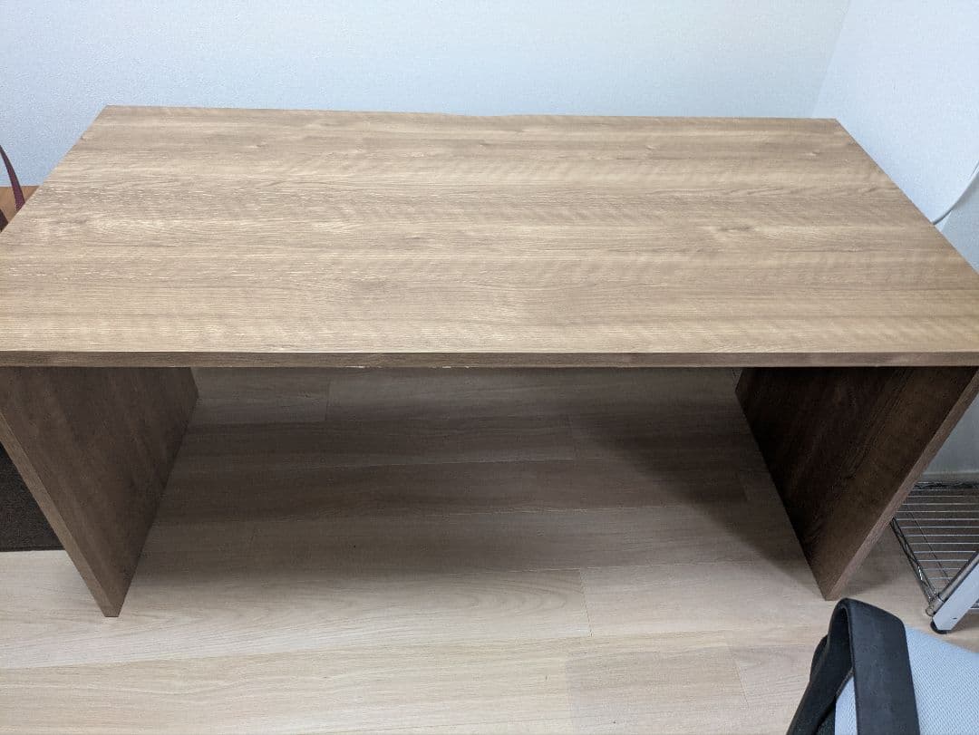 【LOWYA】幅140cmブラウン木製パソコンデスク 幅広