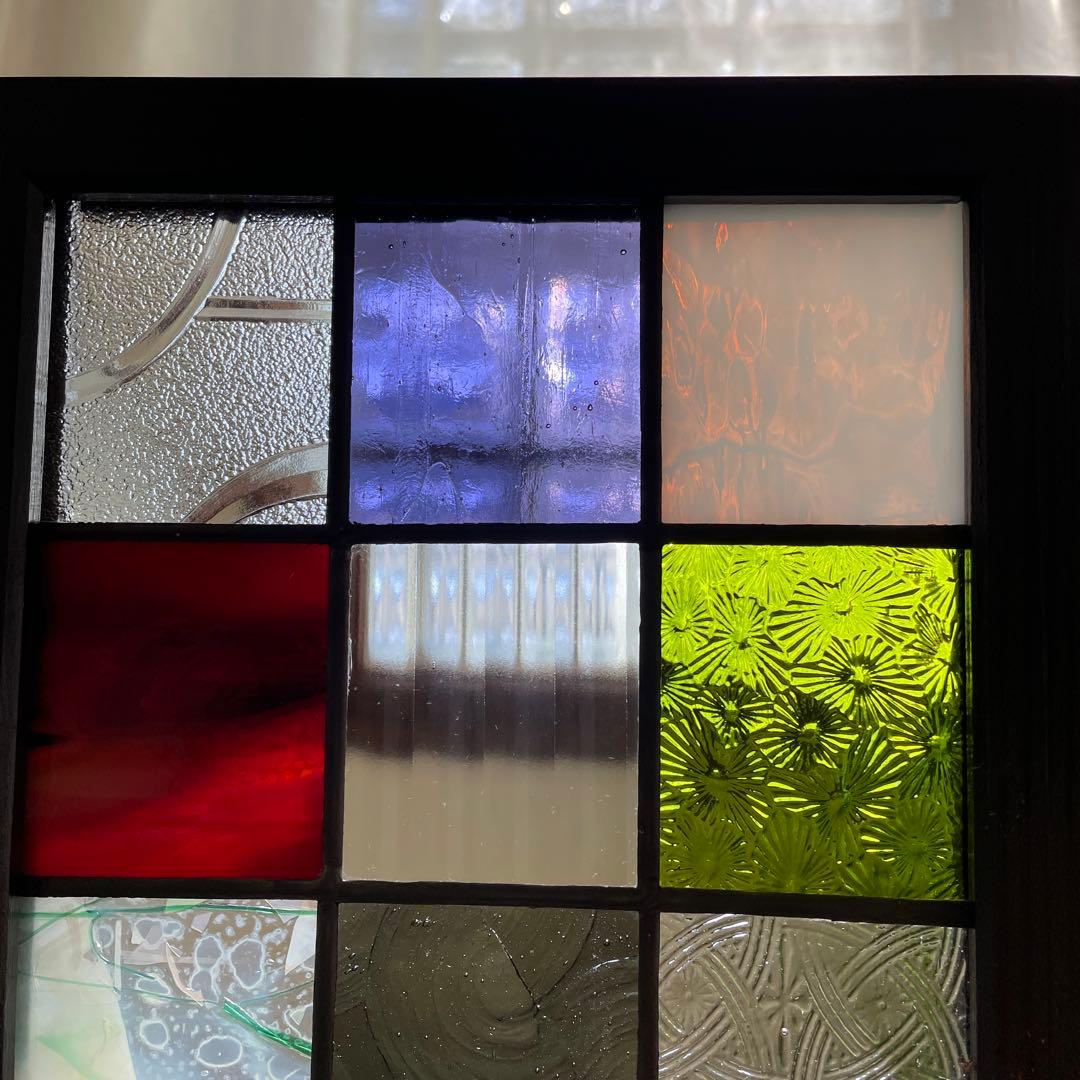 ステンドグラス　パネル　大正ロマン　和モダン　格子戸