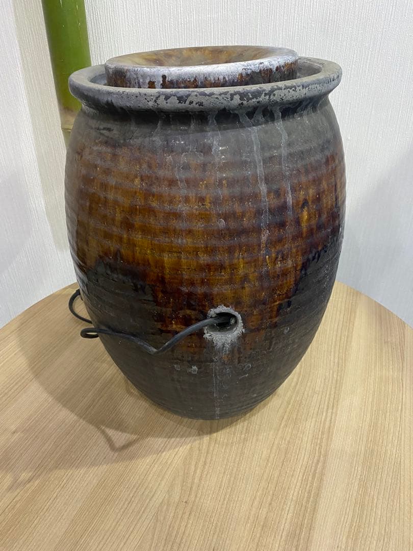 水琴窟 信楽焼 重蔵釜　 アンティーク インテリア　風水