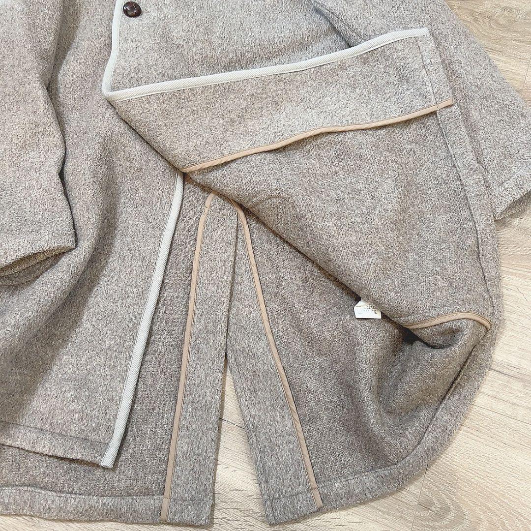 【S】 ダントン ロングコート ウールモッサ フード付き くるみボタン ベージュ