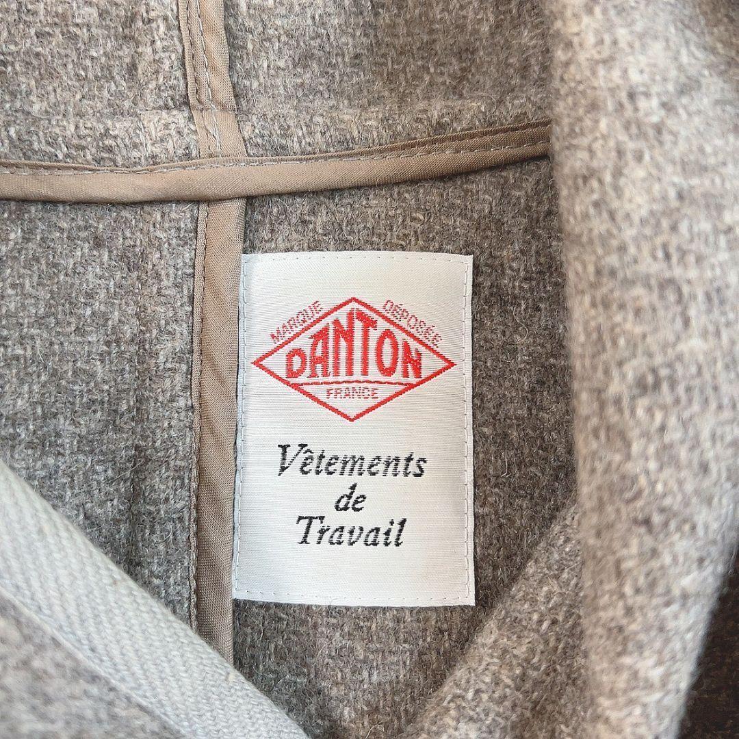 【S】 ダントン ロングコート ウールモッサ フード付き くるみボタン ベージュ