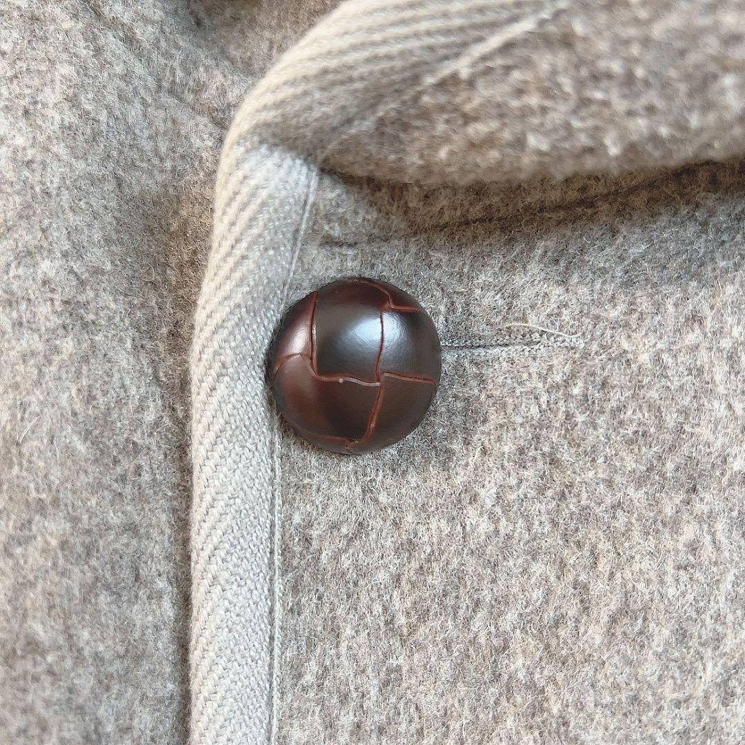 【S】 ダントン ロングコート ウールモッサ フード付き くるみボタン ベージュ