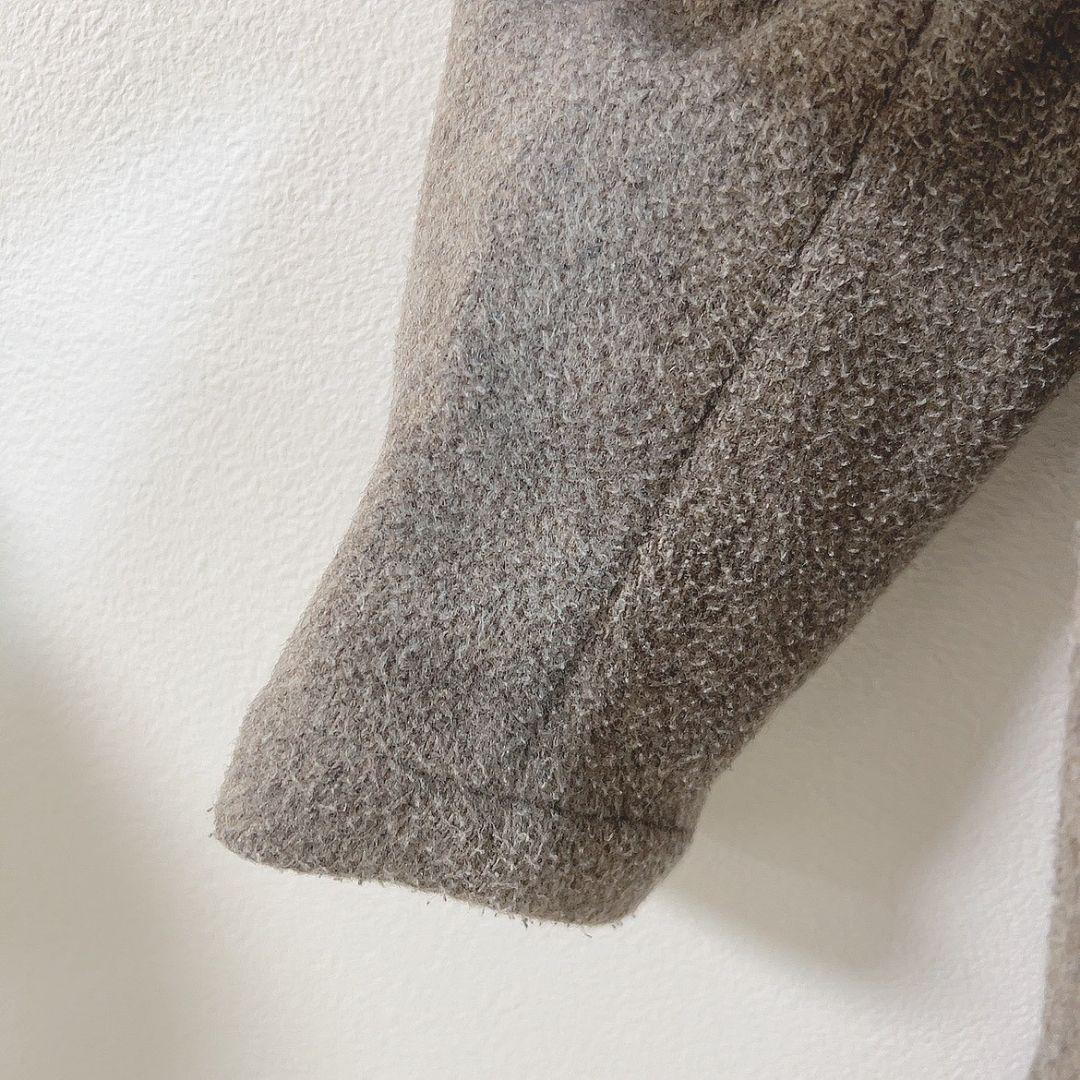 【S】 ダントン ロングコート ウールモッサ フード付き くるみボタン ベージュ