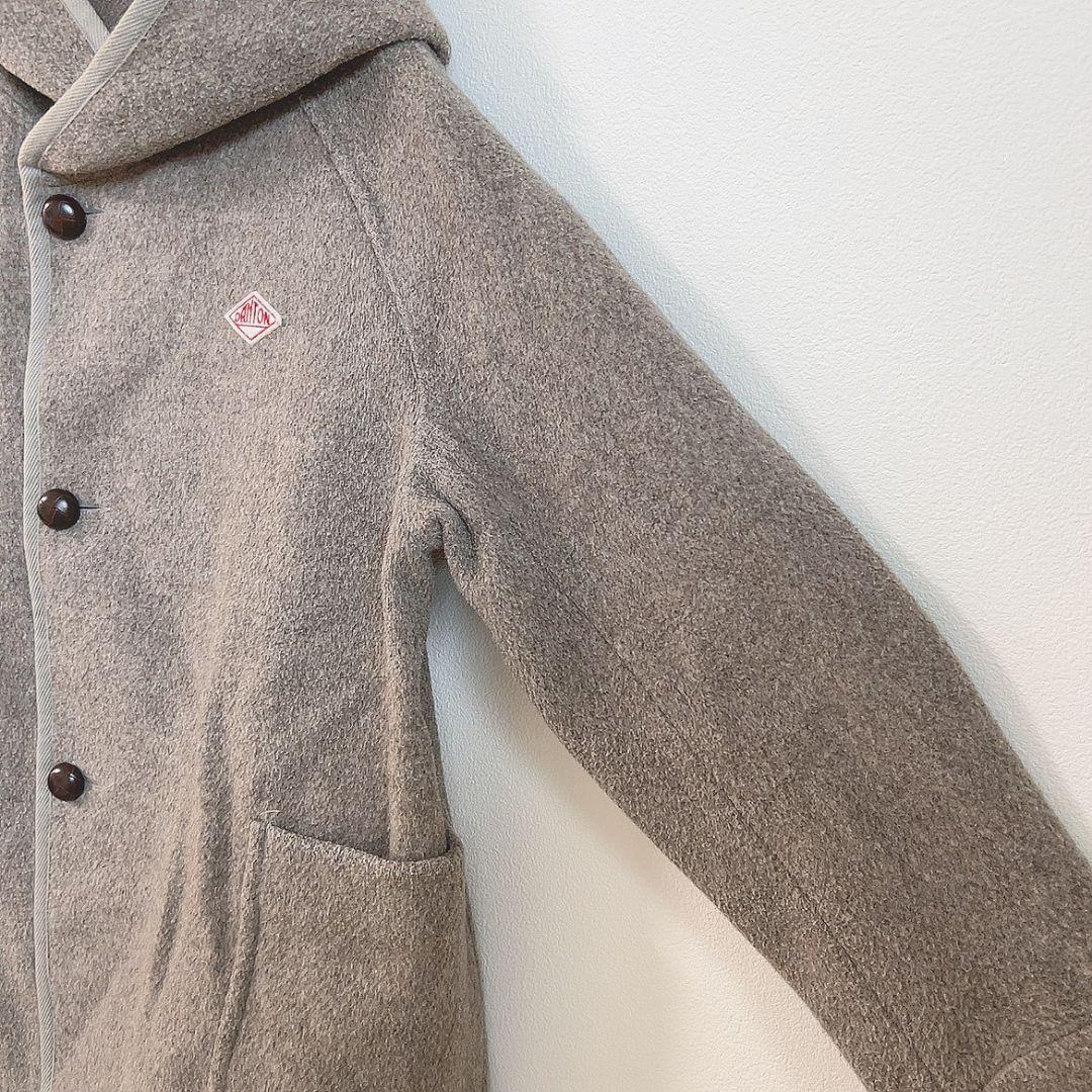 【S】 ダントン ロングコート ウールモッサ フード付き くるみボタン ベージュ