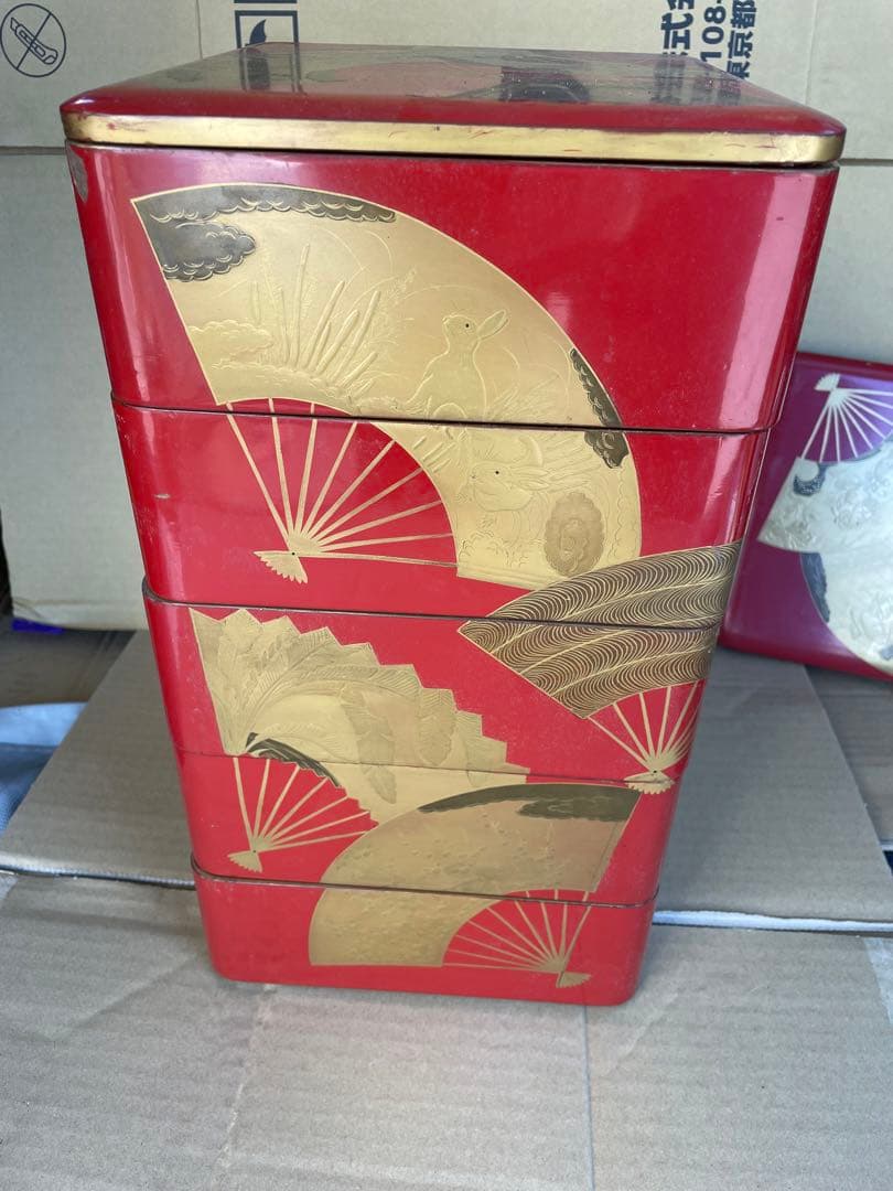 重箱　蒔絵　扇子　江戸時代　兎
