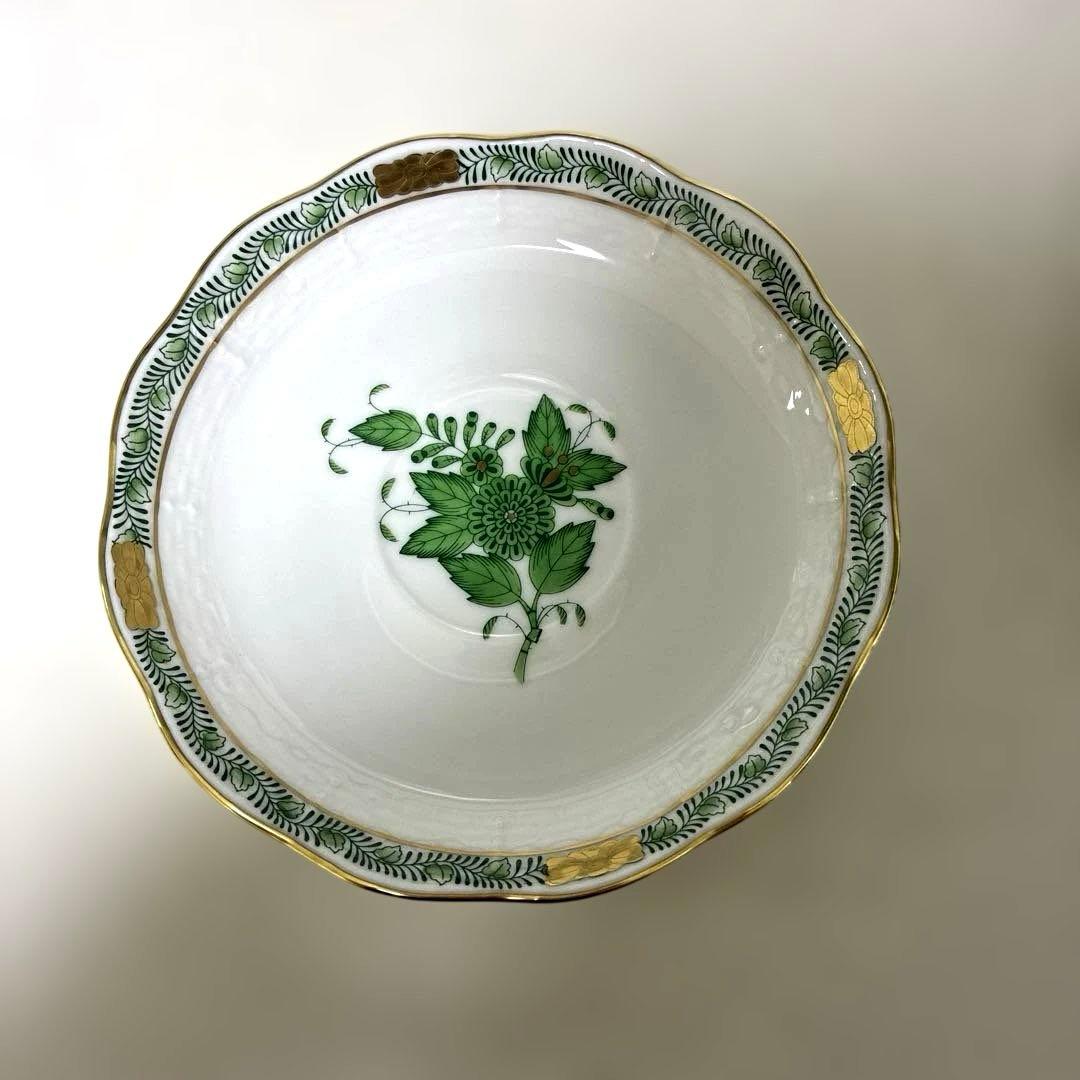 【未使用】ヘレンド　アポニーグリーン　ティーカップ＆ソーサー&デザートプレート