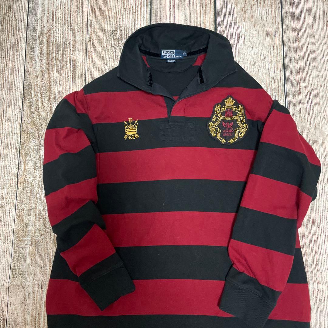 【希少】POLO RALPH LAUREN＊ワイドボーダー＊ラガーシャツ＊XL