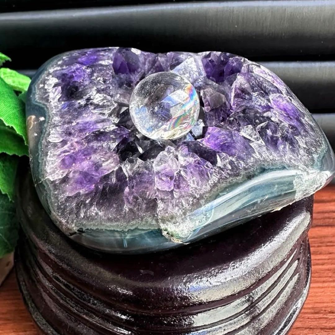 濃紫の煌めき☆瑪瑙☆&アメジストミニドーム&アイリスクォーツ浄化セットA1193