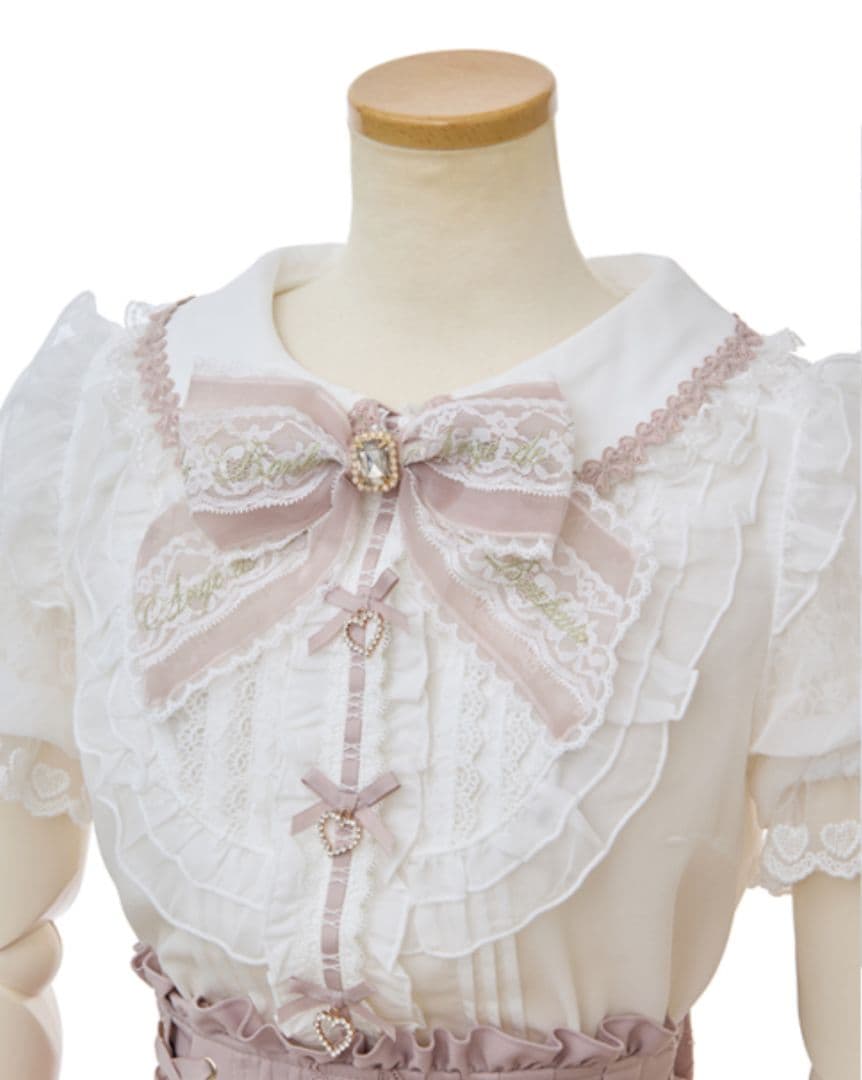 リズリサ リボンレース衿ブラウスFree: ピンク (110)