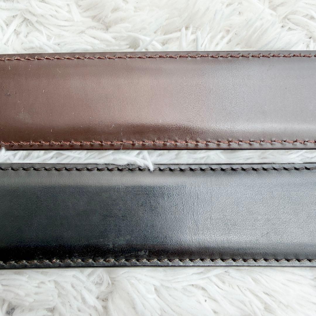 【美品】フェラガモ ベルト ダブルガンチーニ ブラック シルバー