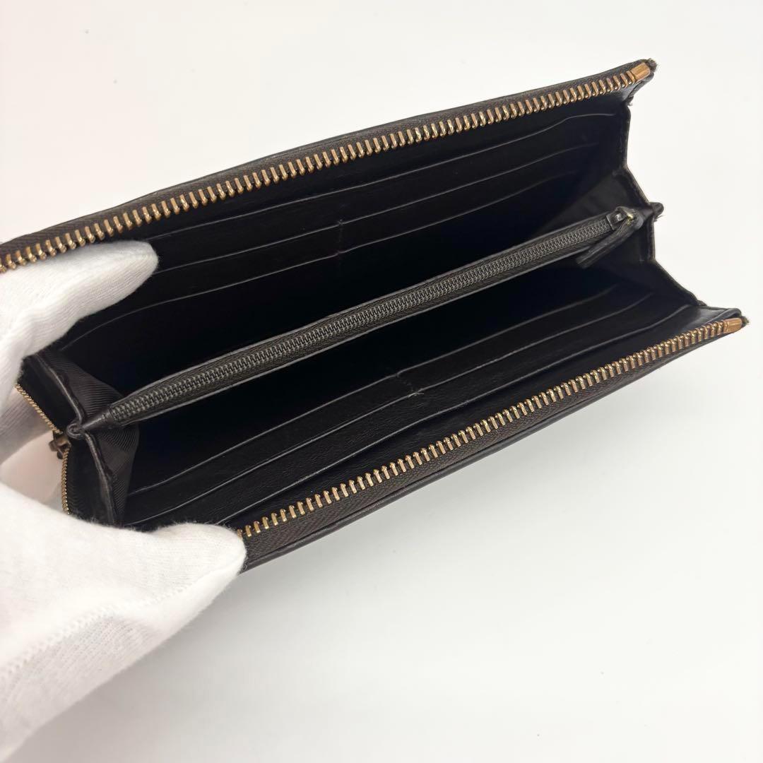 ✨極上美品✨グッチ 長財布 ラウンドファスナー　L字ファスナー シマ