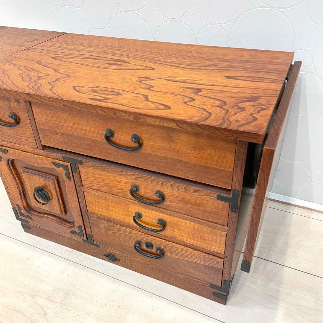 【美品】和裁机 ソーイングデスク 昭和レトロ 木製 裁縫机 折りたたみ テーブル