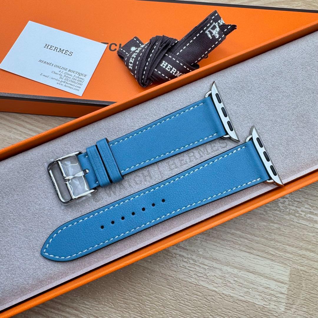 2162 Apple Watch エルメス　ブルー　HERMES レザー