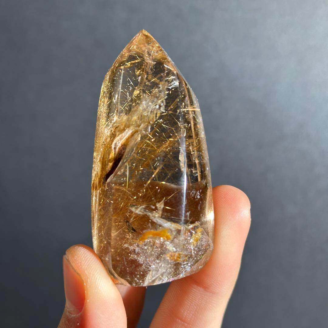 天然石ルチルクォーツのポイント　置物G.604