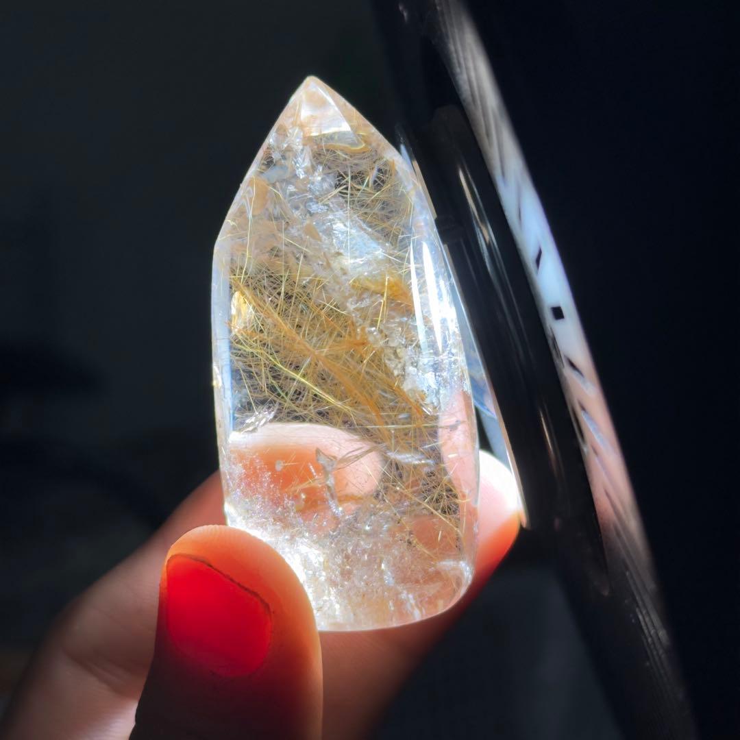 天然石ルチルクォーツのポイント　置物G.604