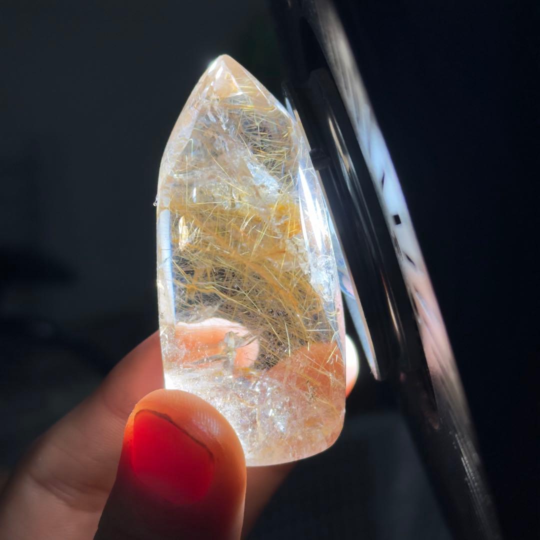 天然石ルチルクォーツのポイント　置物G.604