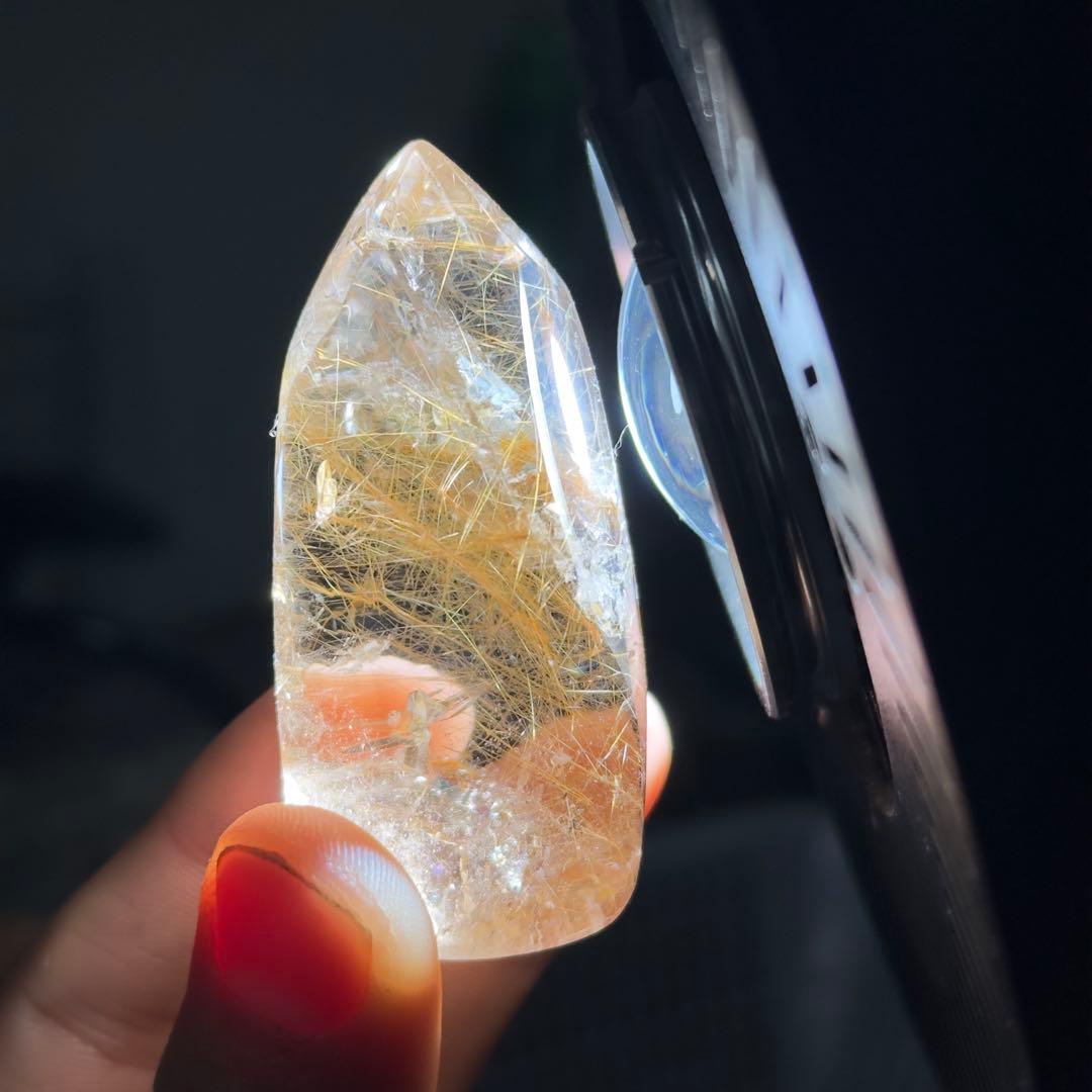 天然石ルチルクォーツのポイント　置物G.604