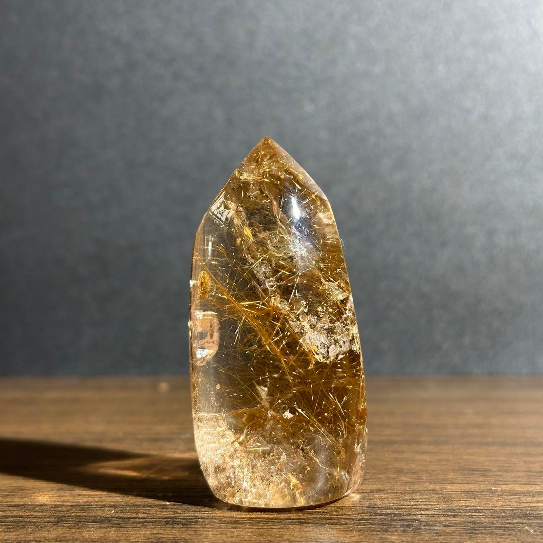 天然石ルチルクォーツのポイント　置物G.604