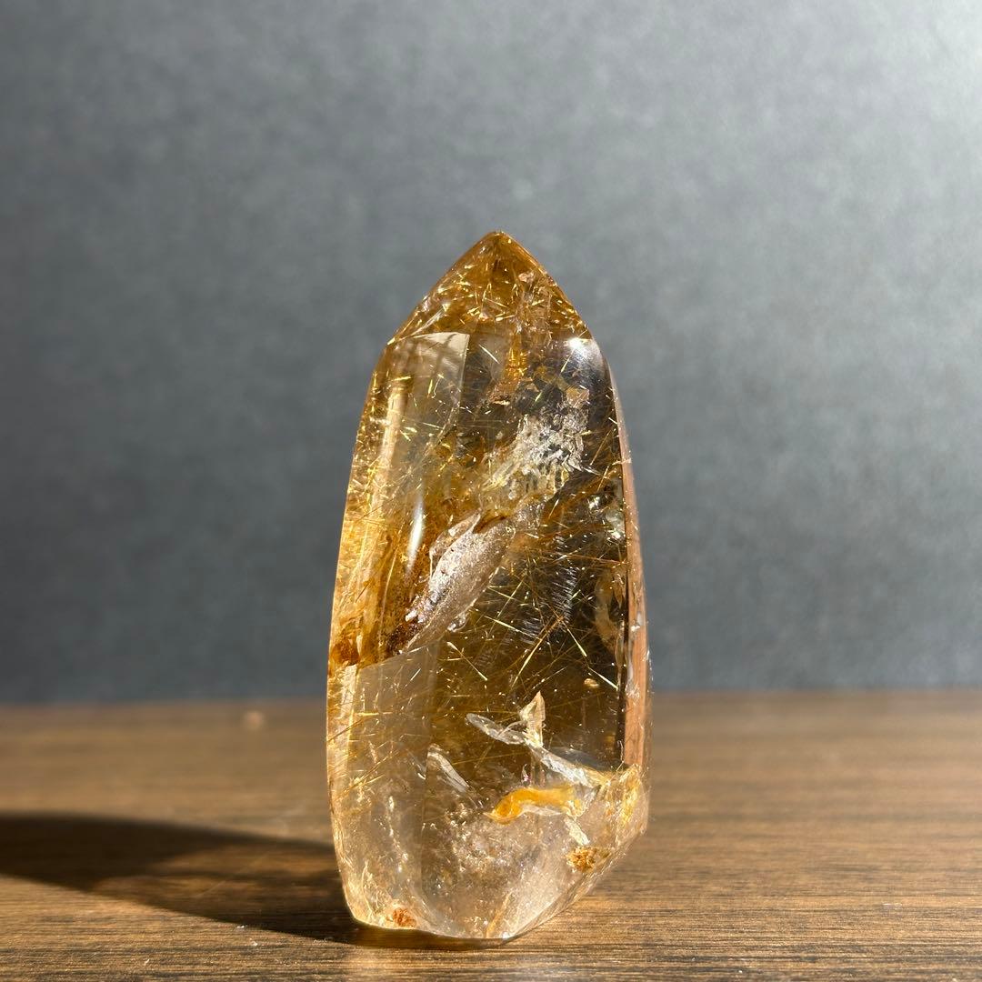 天然石ルチルクォーツのポイント　置物G.604