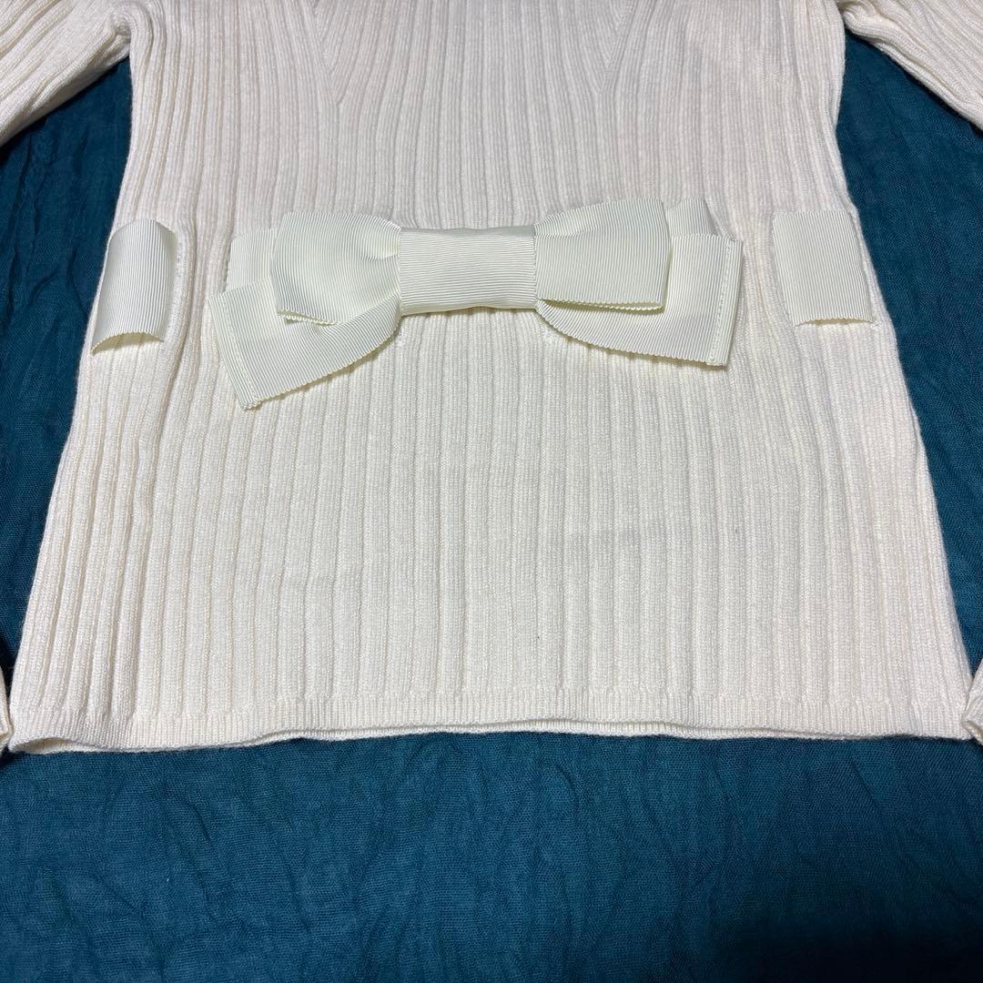 ♡美品♡エムズグレイシー グログランリボン　ニット　アイボリー