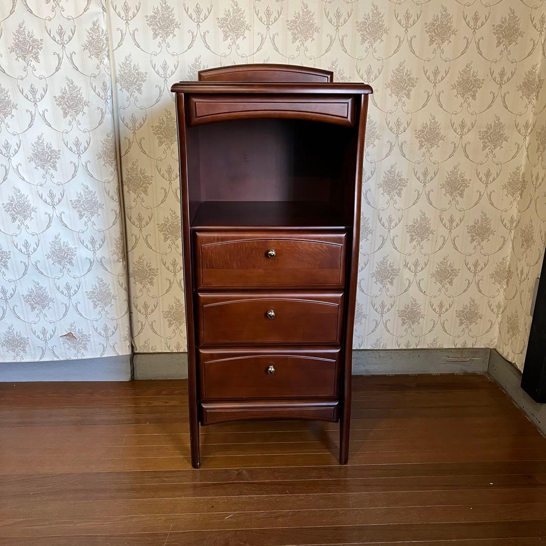 【アンティーク】HIKARI 木製 サイドチェスト 電話台 収納 3段 古民家