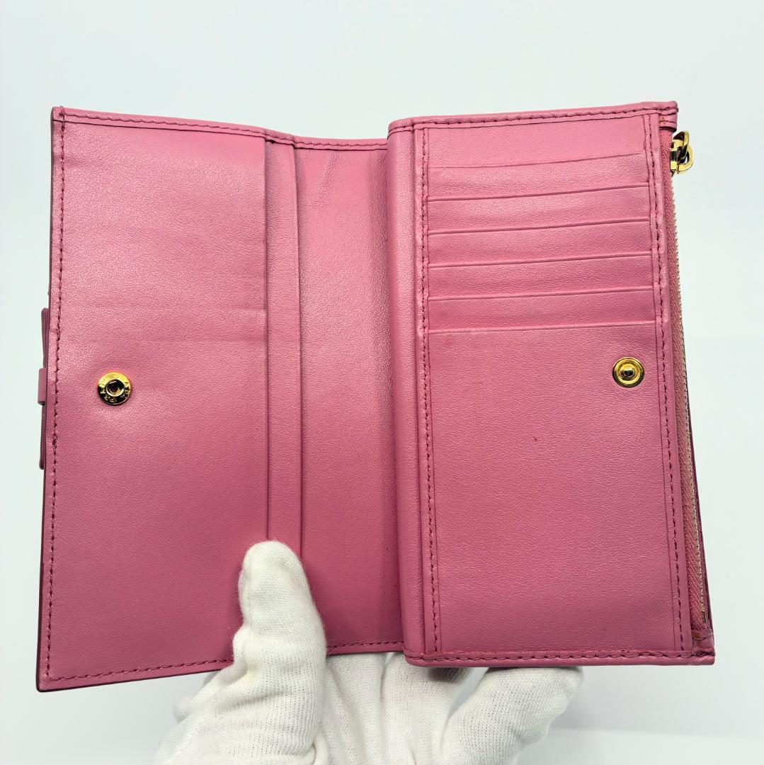PRADA プラダ サフィアーノ 三つ折り財布 ピンク A1360A3