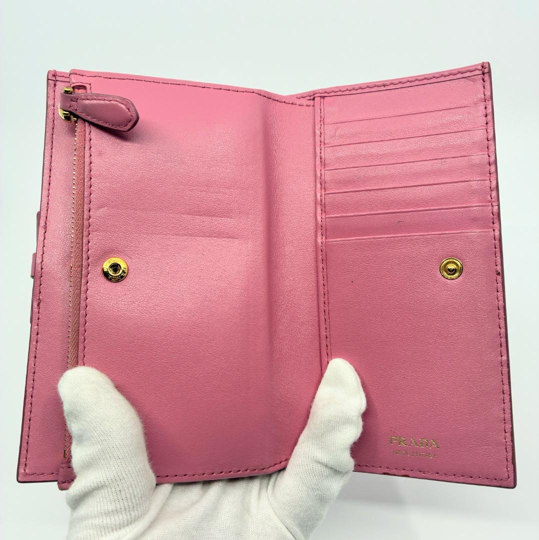 PRADA プラダ サフィアーノ 三つ折り財布 ピンク A1360A3
