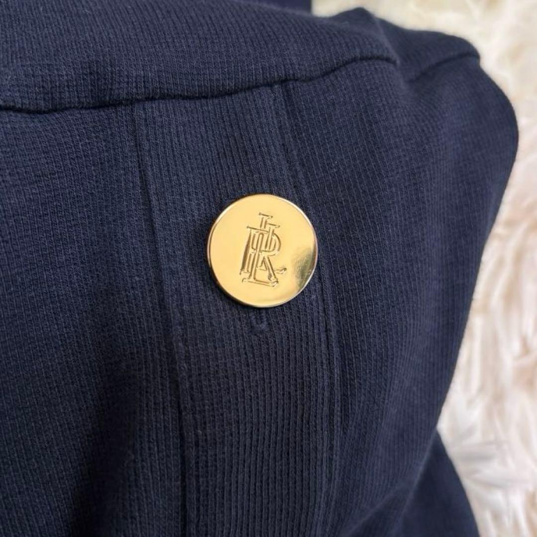 【美品】ローレンラルフローレン ベルテッド リブニット ドレス ネイビー XS