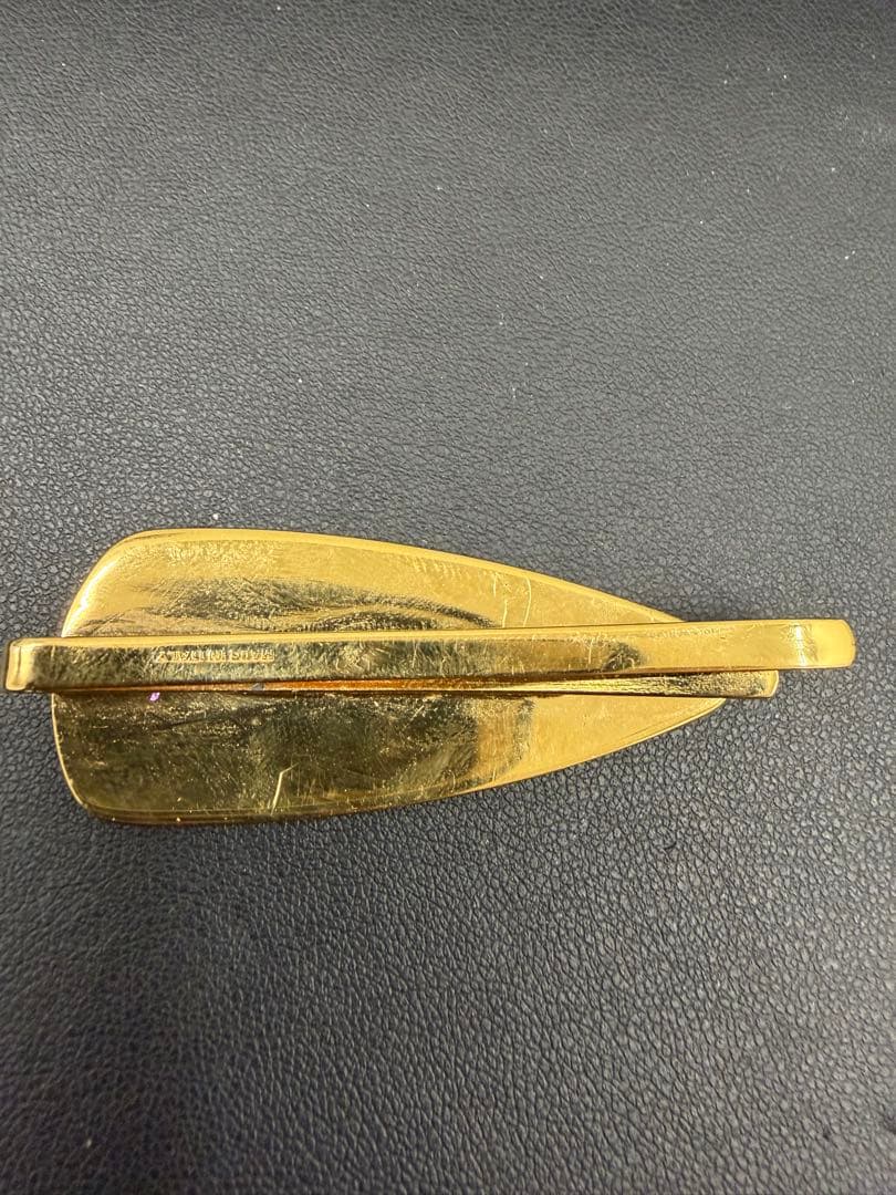 MIU MIU ミュウミュウ ロゴ ヘアバレッタ ゴールド×ホワイト｜美品