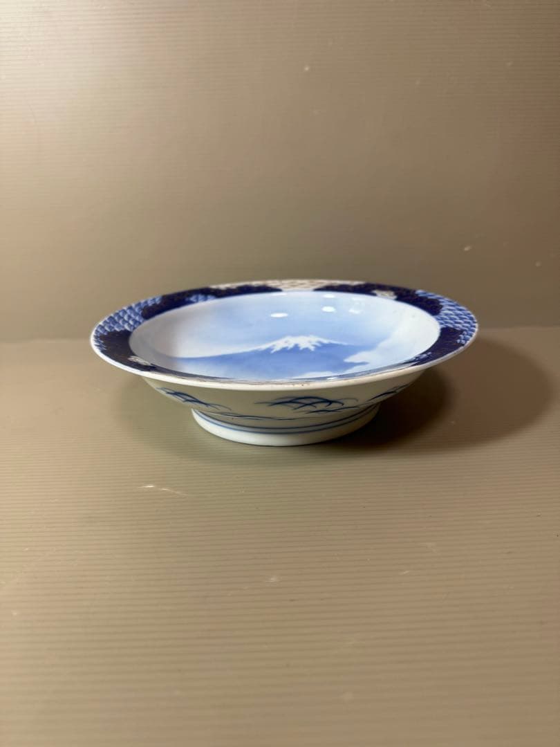 2809 深川製磁　染錦富士山　鉢　時代物