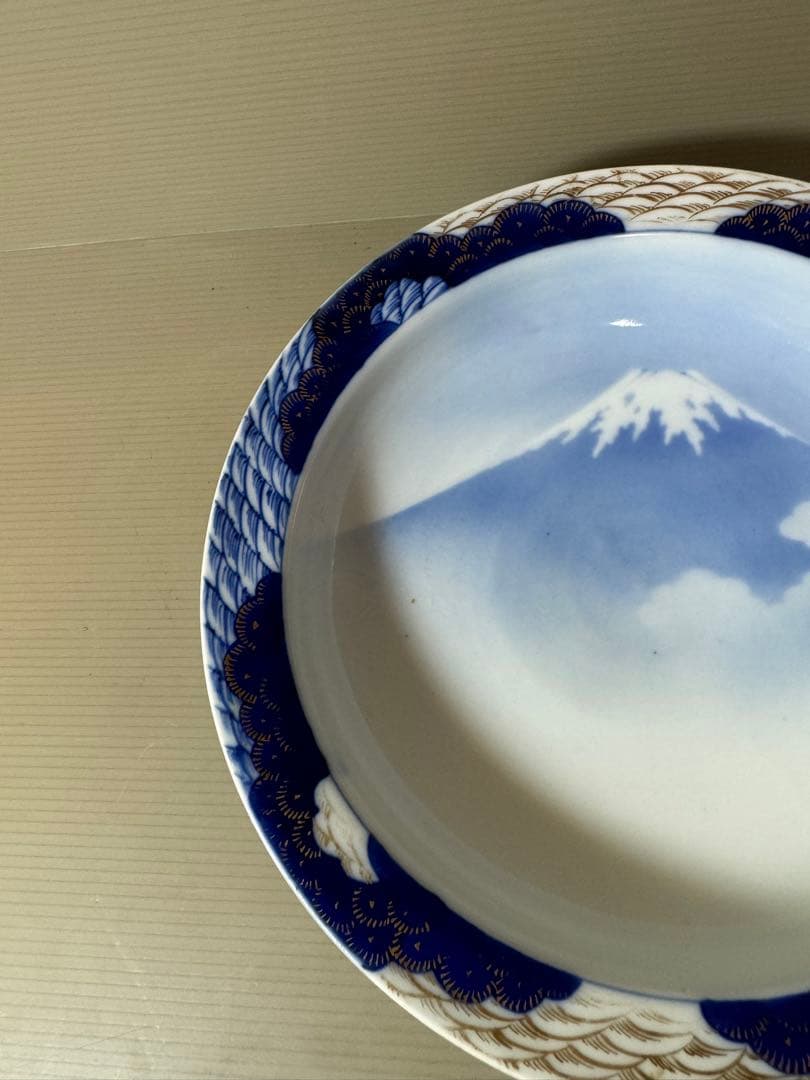 2809 深川製磁　染錦富士山　鉢　時代物