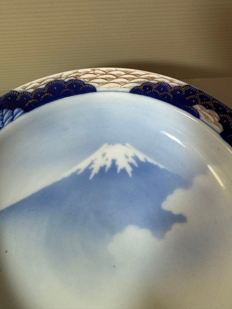 2809 深川製磁　染錦富士山　鉢　時代物