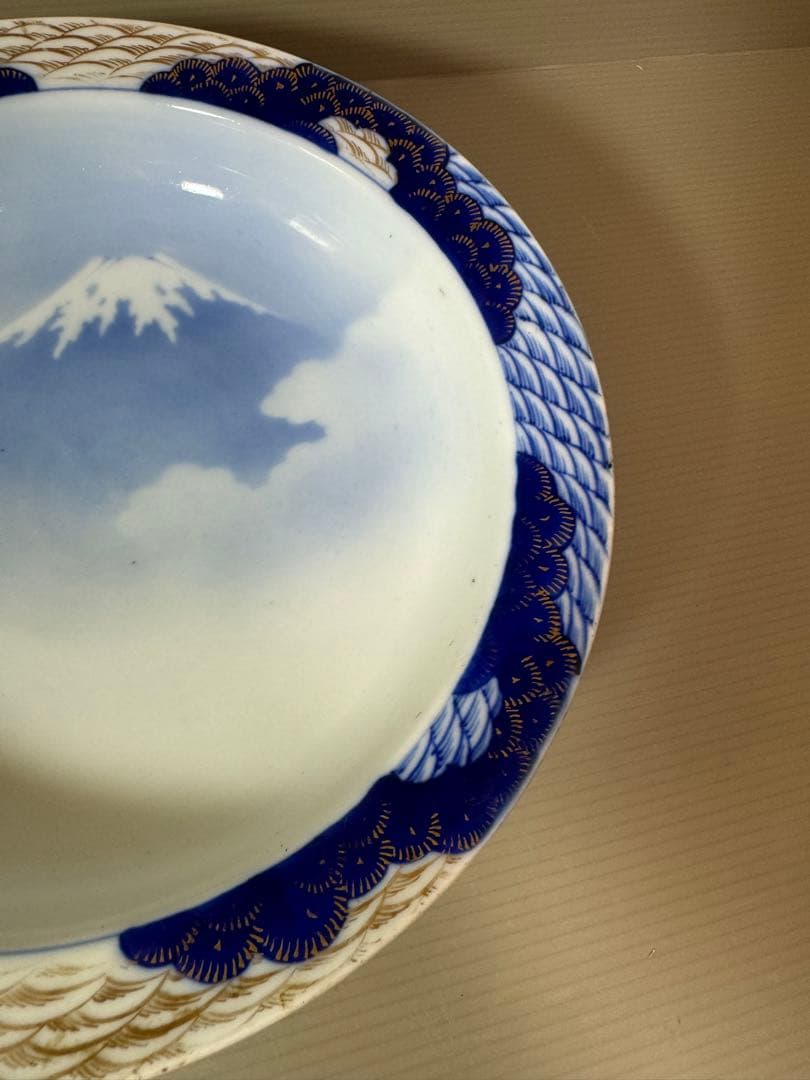 2809 深川製磁　染錦富士山　鉢　時代物