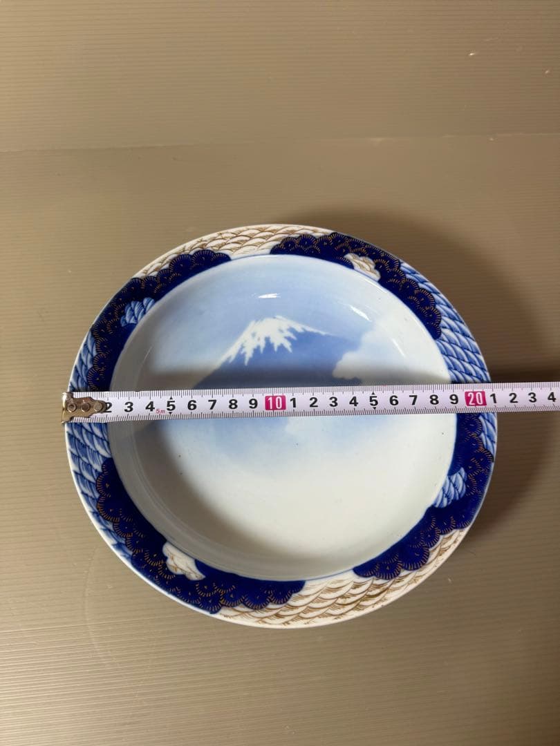 2809 深川製磁　染錦富士山　鉢　時代物