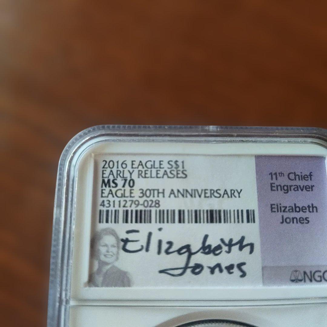イーグル銀貨 NGC MS70 30TH Elizabeth Jones