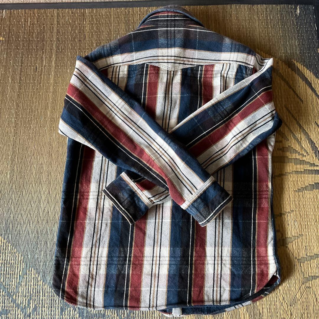 デラックスウエアヘビーネルシャツ裏起毛トリコロールカラーXLサイズ