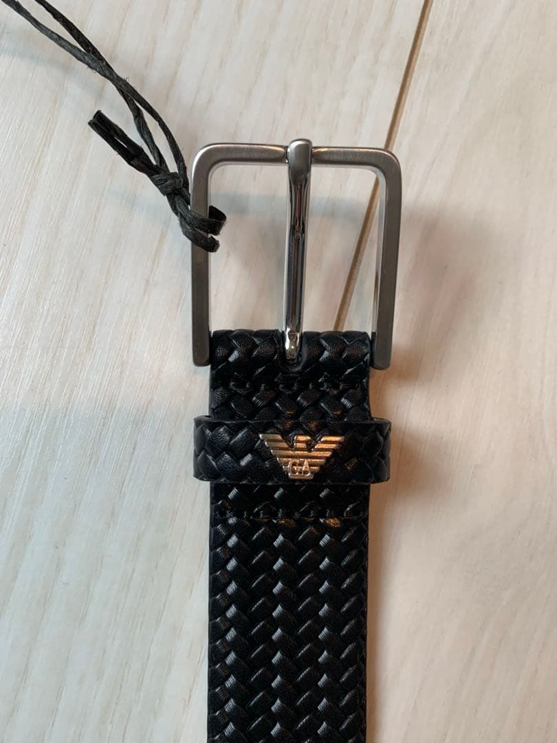 EMPORIOARMANIブラック編み込みベルト