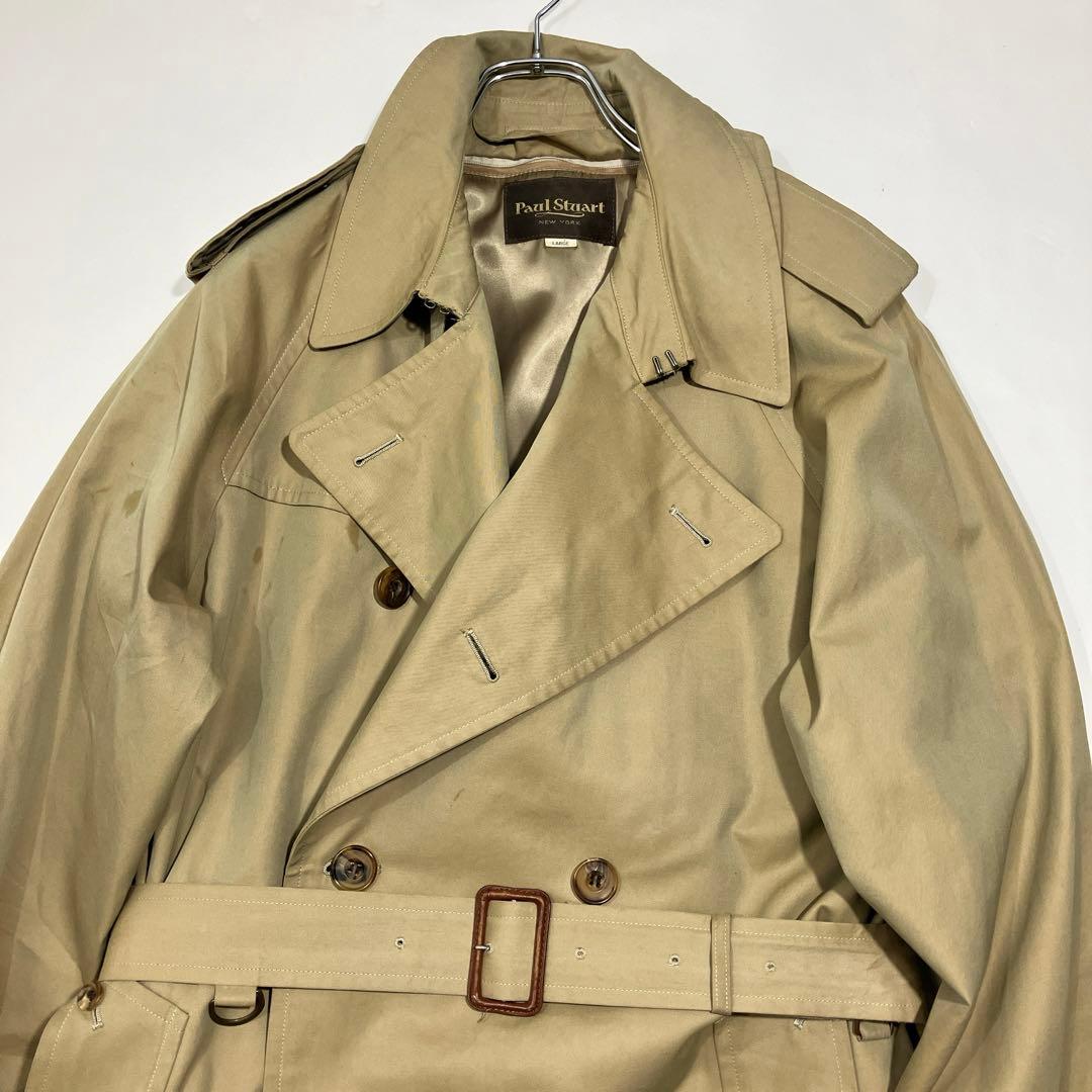 【幻の一枚袖】ポールスチュアート　ロングトレンチコート　ライナー付き　ダブルXL