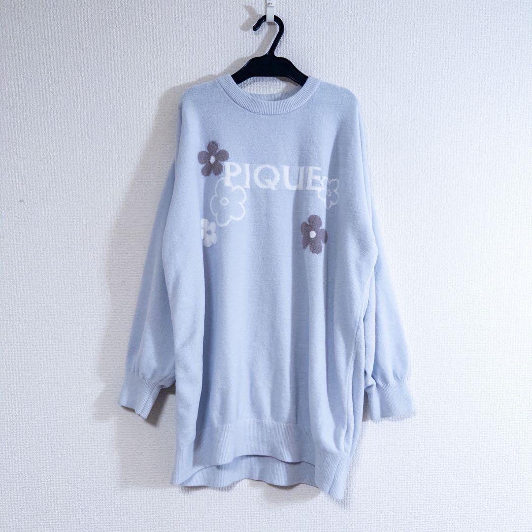 ジェラートピケ エアモコフラワーロゴジャガードミニワンピース　モコレギンスセット