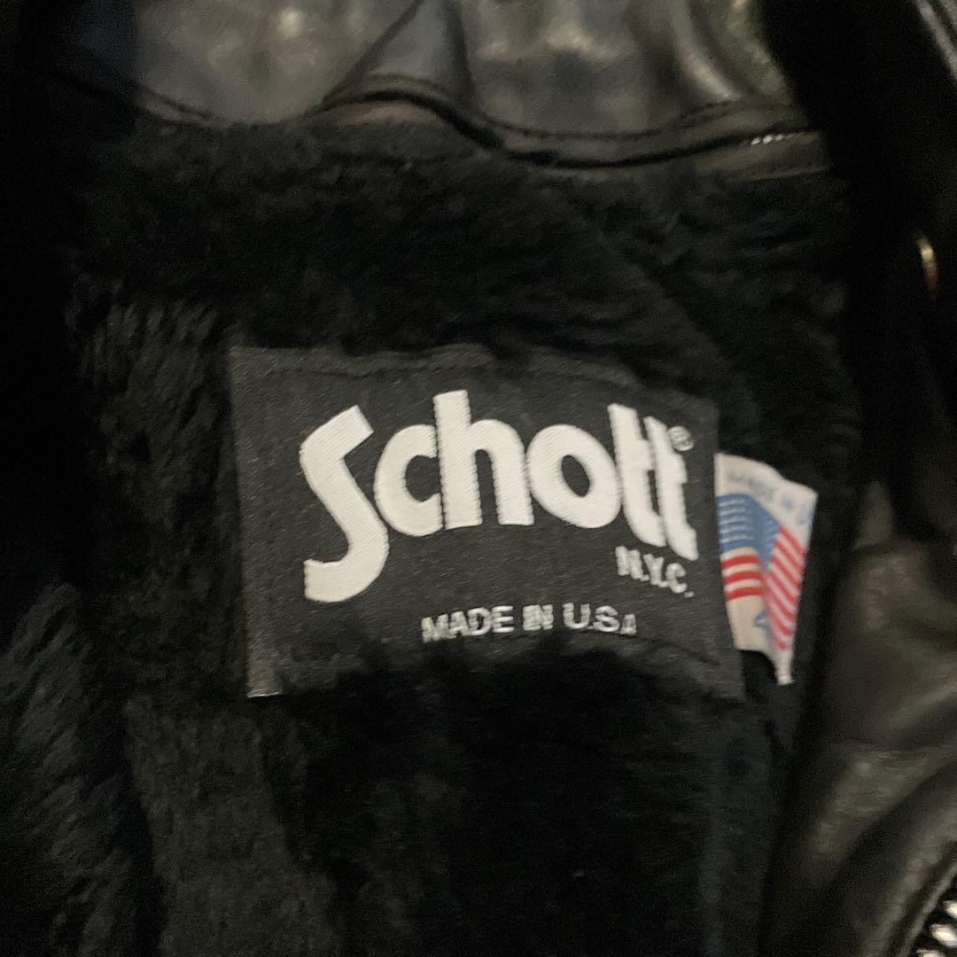 米国製42✨ SCHOTT シングル ライダース ボア ライナー ブラック641