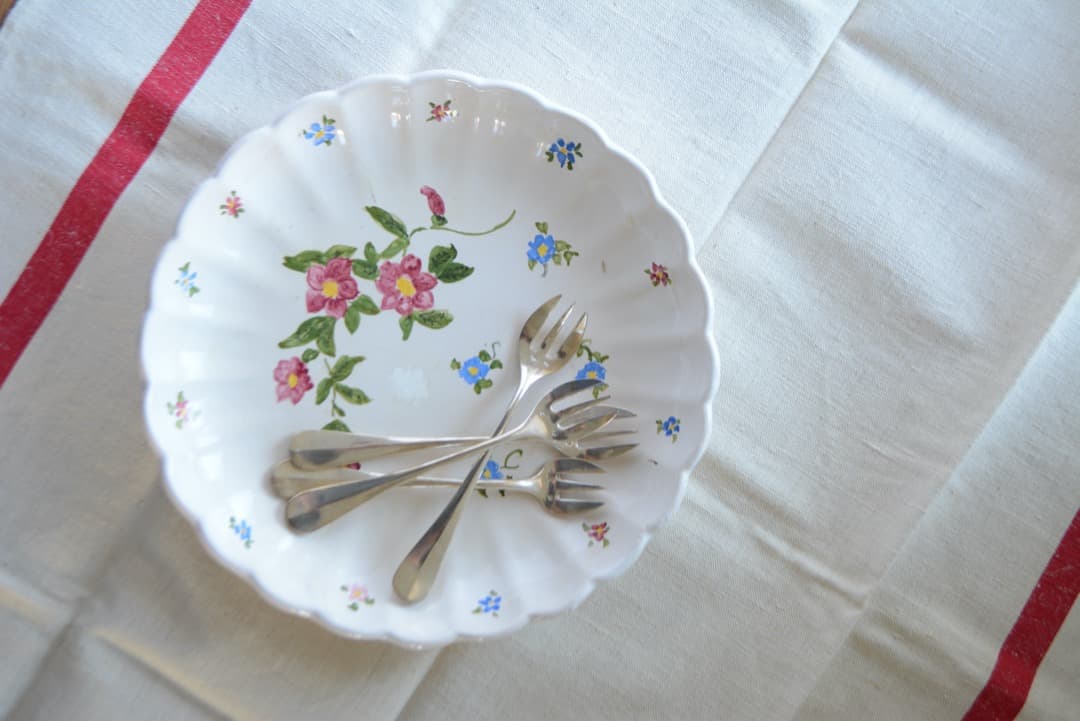 フランスアンティーク　サンタマン    ファイアンス白錫釉    プレート